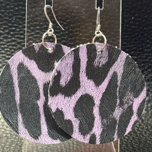 Purple and Black Animal Print Earrings